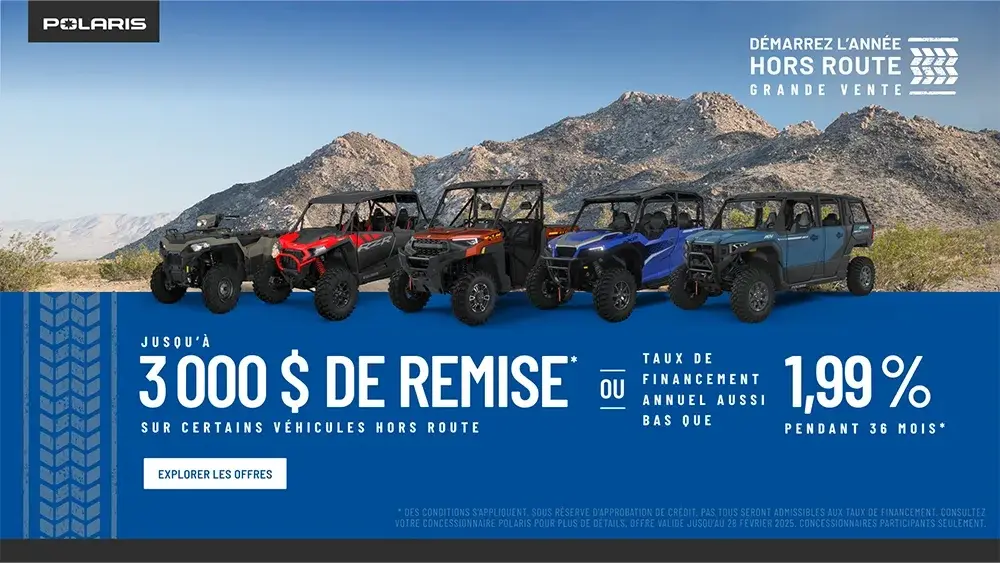 Démarrez l’année hors-route – Grande vente – ORV