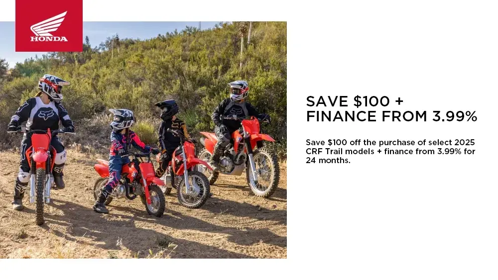 HONDA – 2025 CRF Trail – SAVE $100 + FINANCE FROM 3.99%