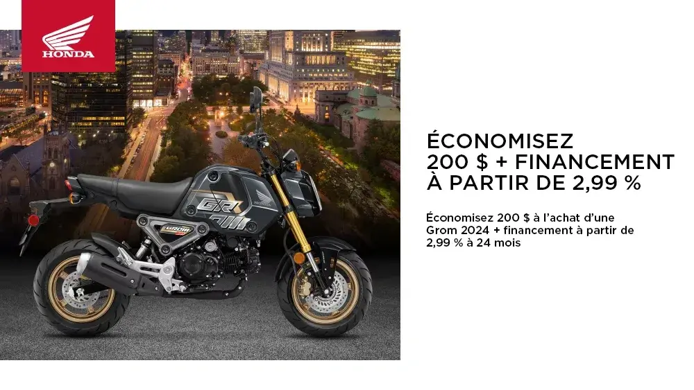 HONDA – Grom 2024 – ÉCONOMISEZ 200 $ + FINANCEMENT À PARTIR DE 2,99 %