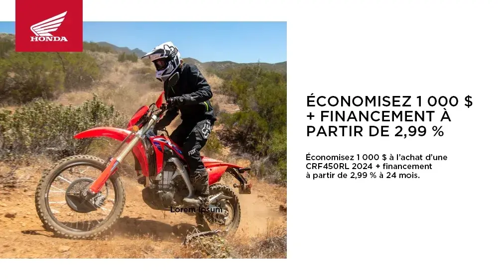 HONDA – CRF450RL 2024 – ÉCONOMISEZ 1 000 $ + FINANCEMENT À PARTIR DE 2,99 %