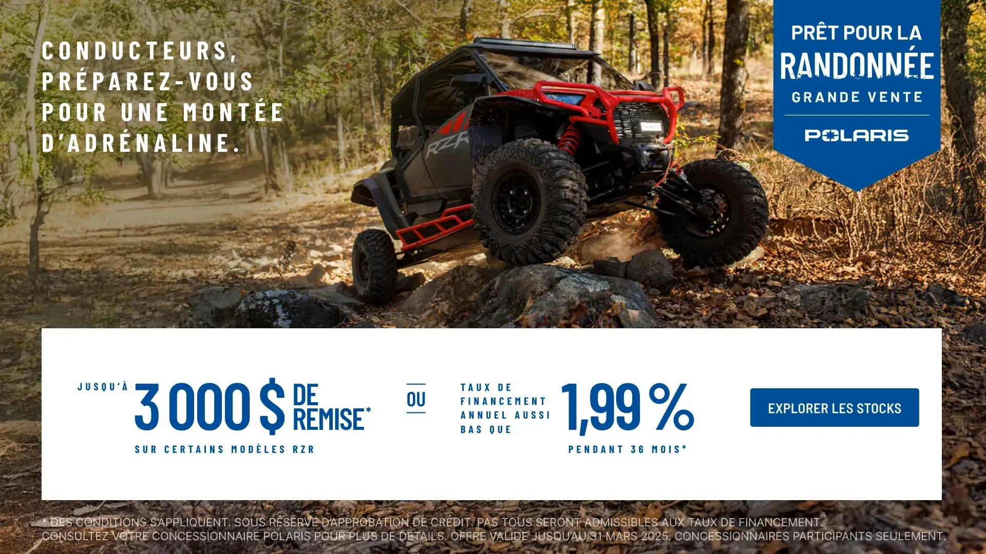 Prêt pour la randonnée Grande Vente RZR