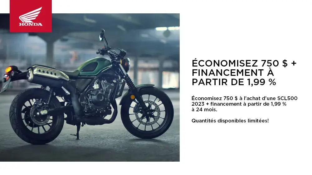 HONDA – SCL500 2023 – ÉCONOMISEZ 750 $ + FINANCEMENT À PARTIR DE 1,99 %