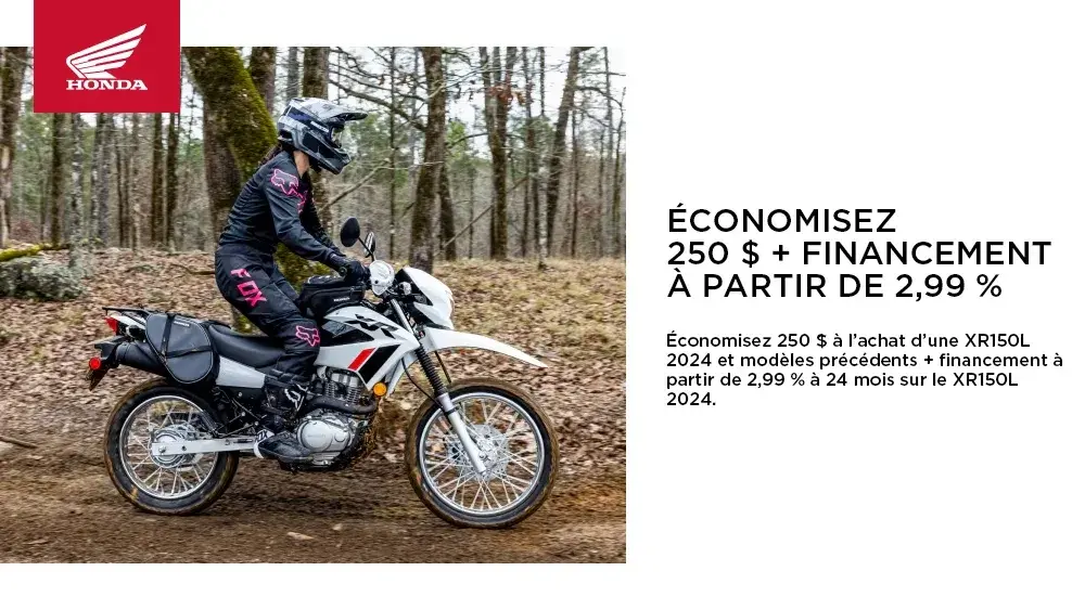 HONDA – XR150L 2024 – ÉCONOMISEZ 250 $ + FINANCEMENT À PARTIR DE 2,99 %