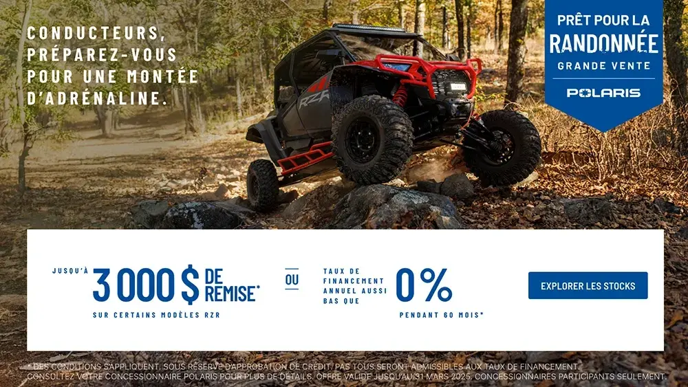 Prêt pour la randonnée Grande Vente RZR