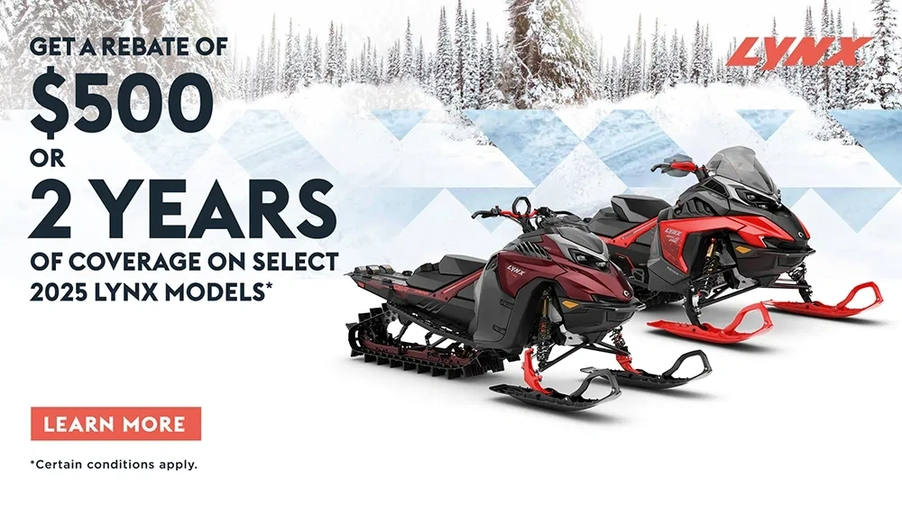 Get a rebate of $500 or 2 years of coverage on select 2025 Lynx models alt