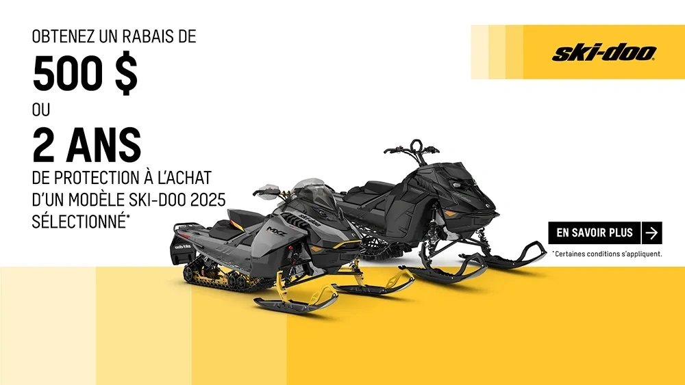 Obtenez un rabais de 500 $ ou 2 ans de protection à l'achat d'un modèle Ski-Doo 2025 sélectionné alt