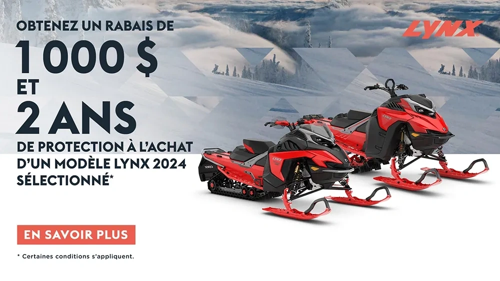 Obtenez un rabais de 1 000 $ et 2 ans de protection à l'achat d'un modèle Lynx 2024 sélectionné alt