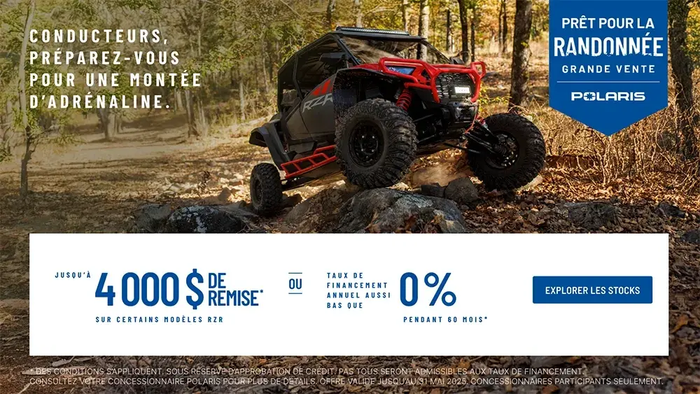 Prêt pour la randonnée Grande Vente RZR