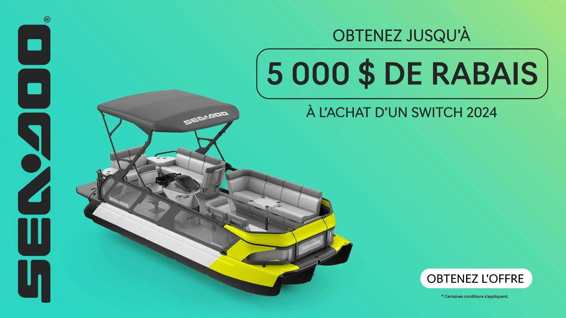 Obtenez jusqu'à 5 000 $ de rabais à l'achat d'un Sea-Doo Switch 2024