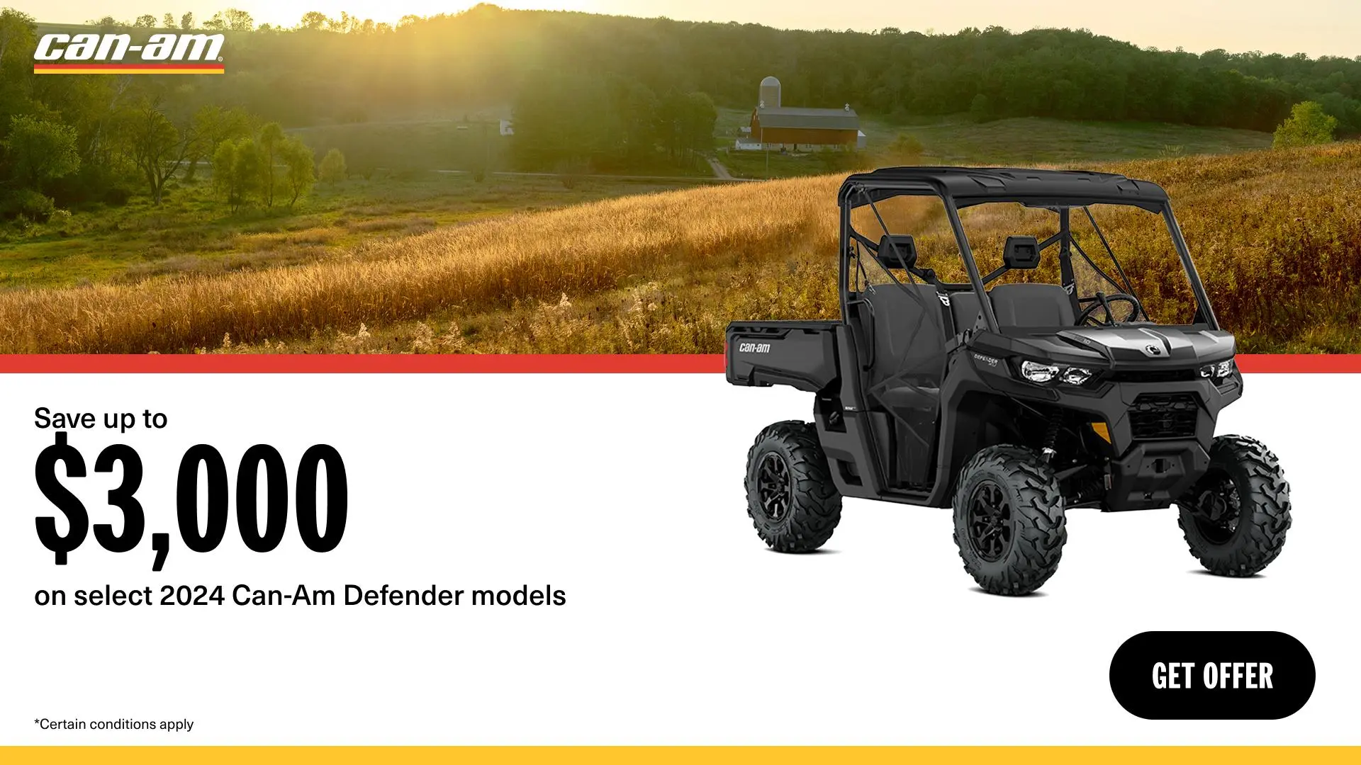 Save up to $3,000 on select 2024 Can-Am Defender models