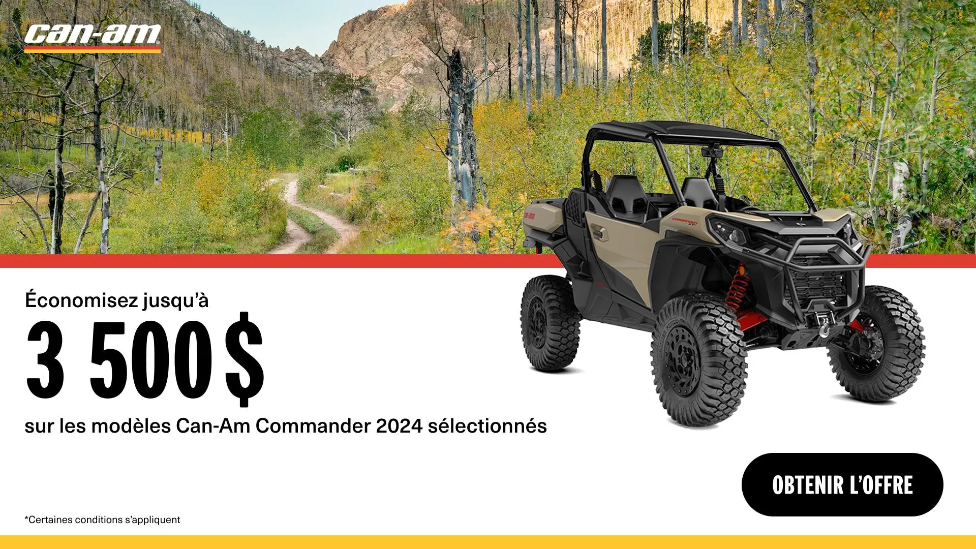 Économisez jusqu’à 3 500 $ sur les modèles Can-Am Commander 2024 sélectionnés