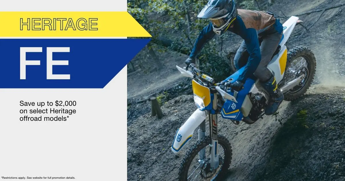 Special offers available on select Husqvarna model motorcycles.
