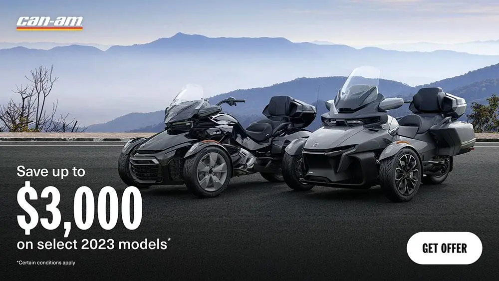 Get a rebate up to $3,000 on select 2023 Can-Am 3-Wheel models