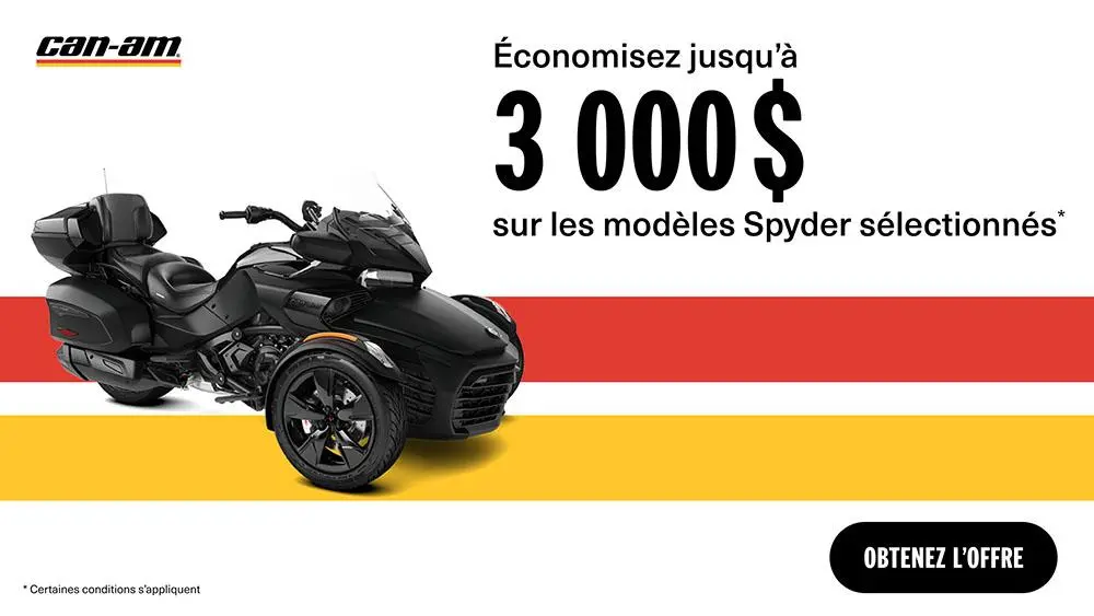 Obtenez jusqu'à 3 000$ de rabais sur les modèles Can-Am 3 roues 2023 sélectionnés