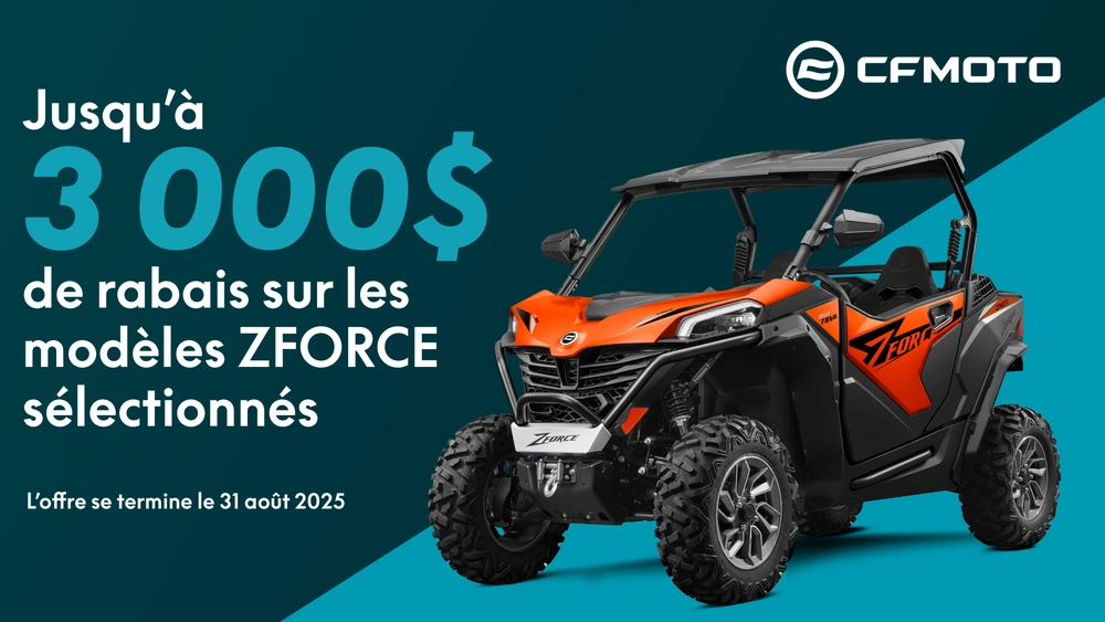 CFMOTO - Profitez d’un rabais allant jusqu’à 3 000 $ sur certains modèles ZFORCE alt