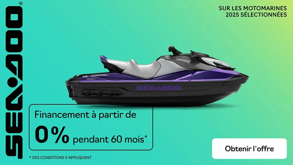 Financement à partir de 0% pour 60 mois sur les modèles Sea-Doo 2025 sélectionnés