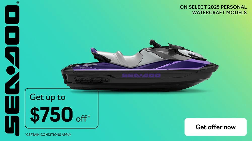 Get up to $750 off on select 2025 personal watercraft models alt