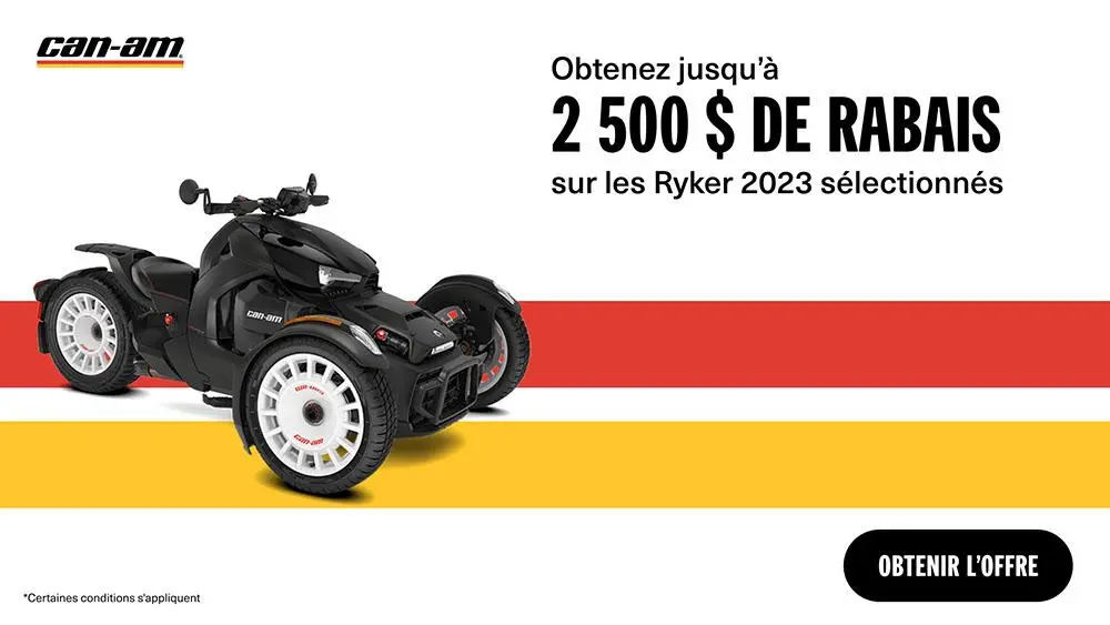 Obtenez 2 500 $ de rabais sur les modès Can-Am Ryker sélectionnés