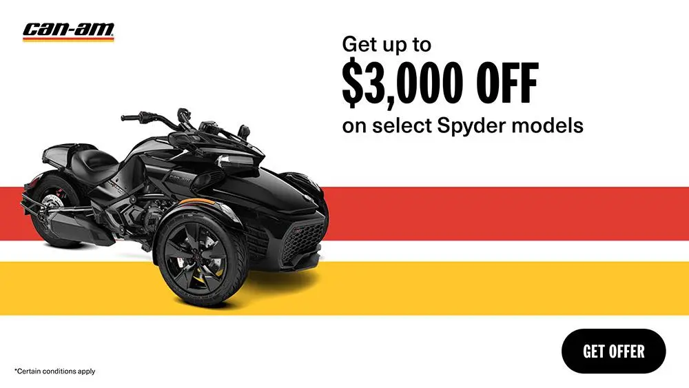 Get a rebate up to $3,000 on 2023 Can-Am 3-Wheels