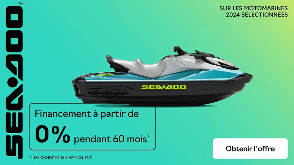 Financement à partir de 0% pour 60 mois sur les modèles Sea-Doo 2024 sélectionnés