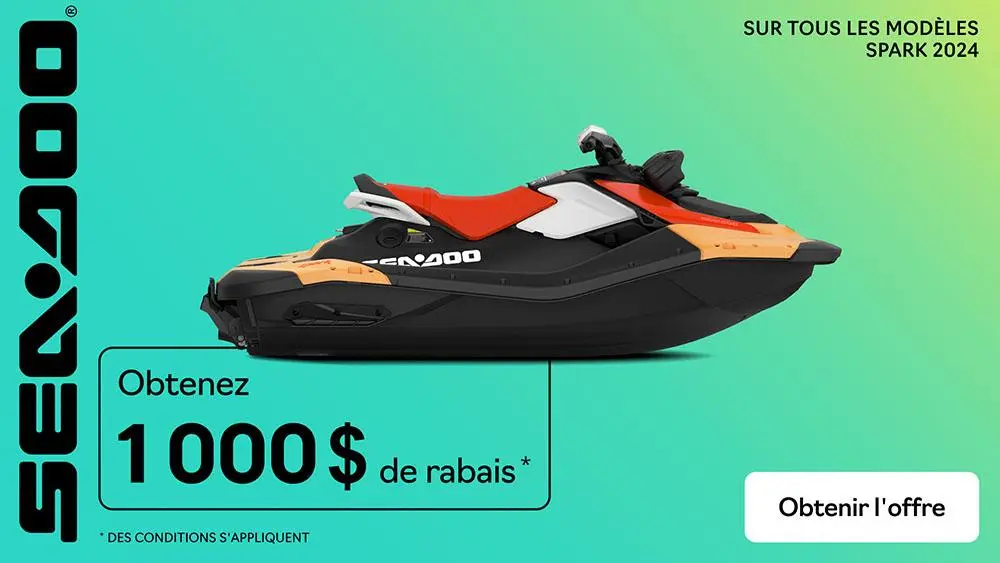 Obtenez jusqu'à 1 000 $ de rabais sur tous les modèles Sea-Doo Spark 2024