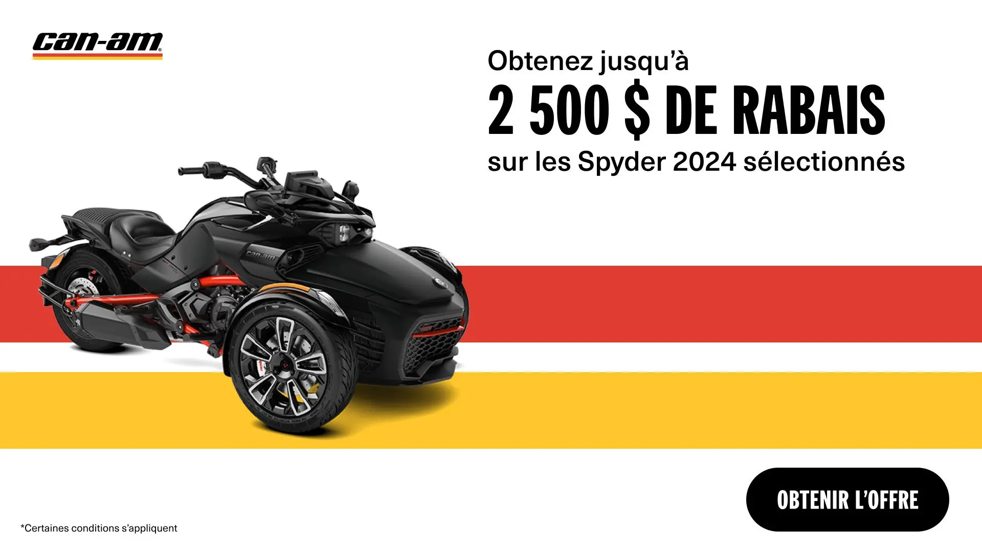 Obtenez un rabais jusqu'à 2 500 $ sur les Can-Am 3 roues 2024 sélectionnés