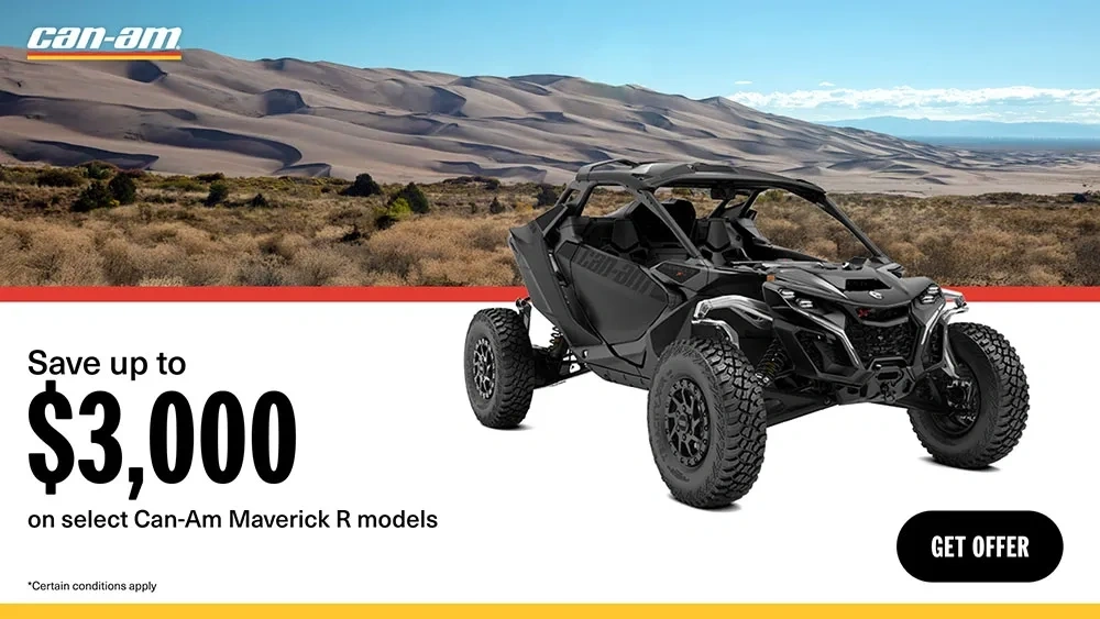 Get a $3,000 rebate on 2024 Can-Am Maverick R models alt