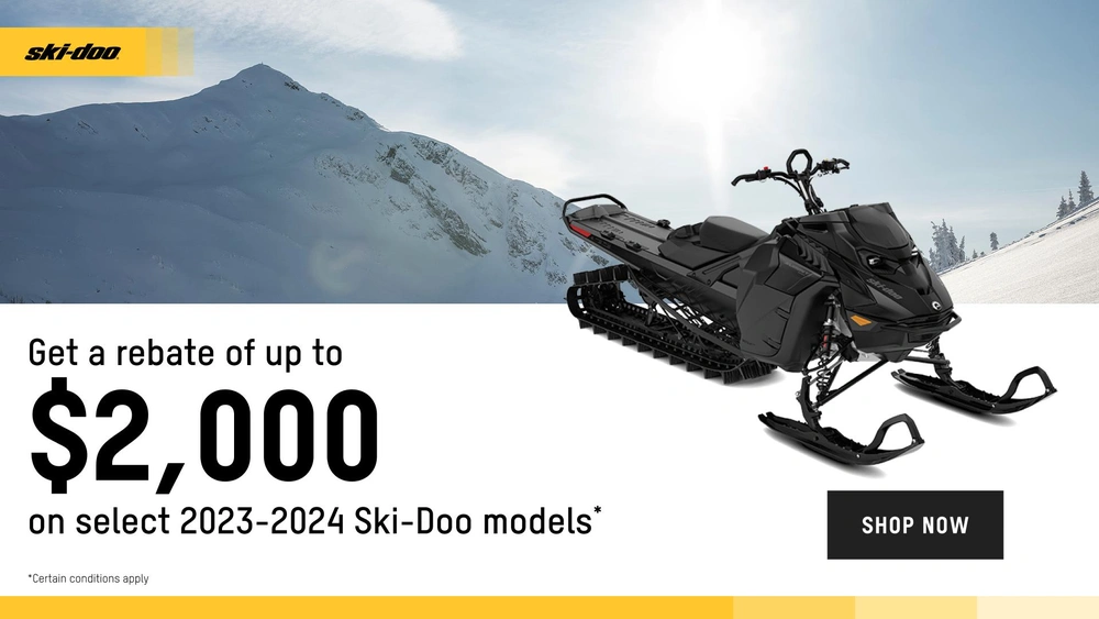 Get a rebate up to $2,000 on Full-Sized 2023-2024 Ski-Doo and Lynx models (deep snow) alt