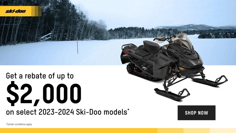 Get a rebate up to $2,000 on Full-Sized 2023-2024 Ski-Doo and Lynx models (trail) alt