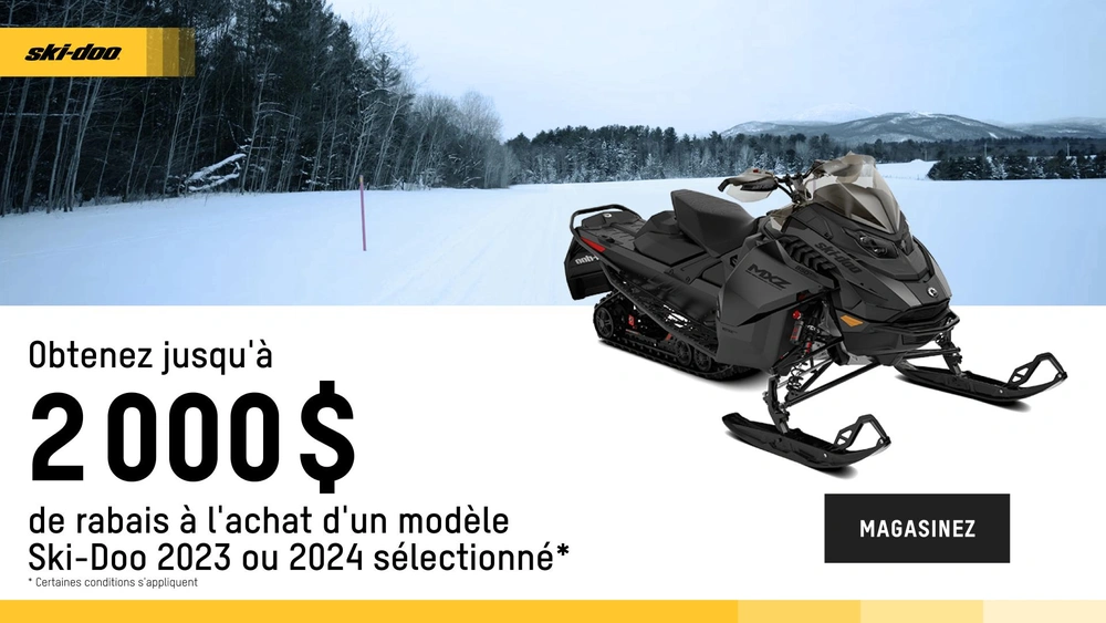 Obtenez jusqu'à 2 000 $ de rabais à l'achat d'un modèle Ski-Doo ou Lynx 2023-2024 sélectionné (trail) alt