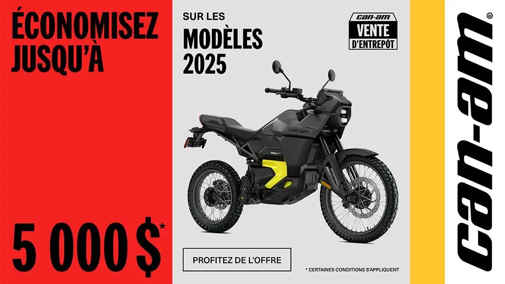 Obtenez 5 000 $ de rabais sur les modèles motos Can-Am 2025