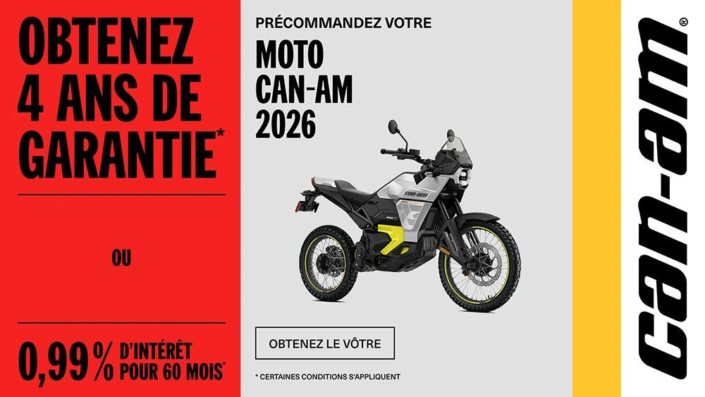 Pré-Commandez une moto Can-Am 2026 et obtenez quatre ans de protection ou du financement à partir de 0,99 % pour 60 mois alt