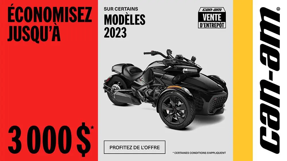 Obtenez jusqu’à 3 000 $ de rabais sur les modèles Can-Am 3 roues 2023