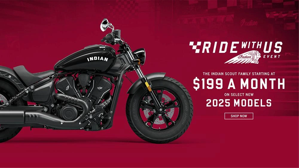 Promotion: Payments as low as $199 a month on new 2025 Indian Scout models. alt