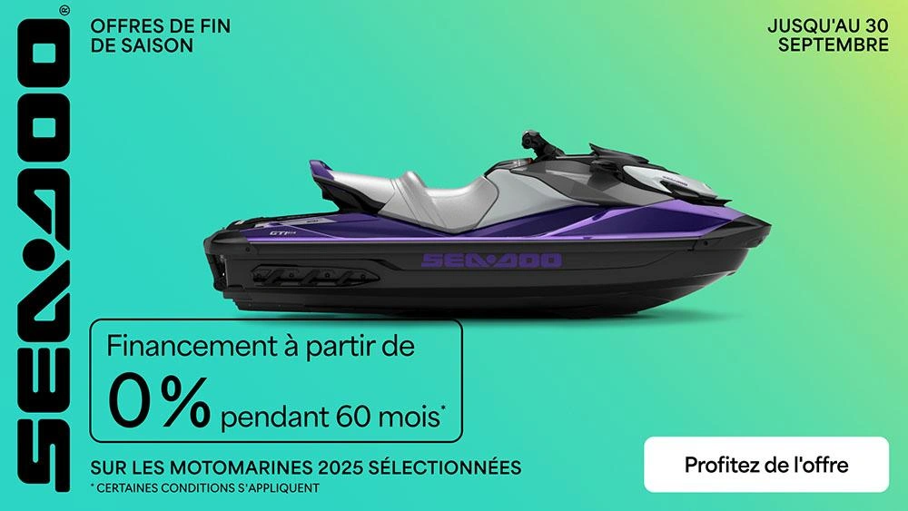 Financement à partir de 0% pour 60 mois sur les modèles Sea-Doo 2025 sélectionnés alt