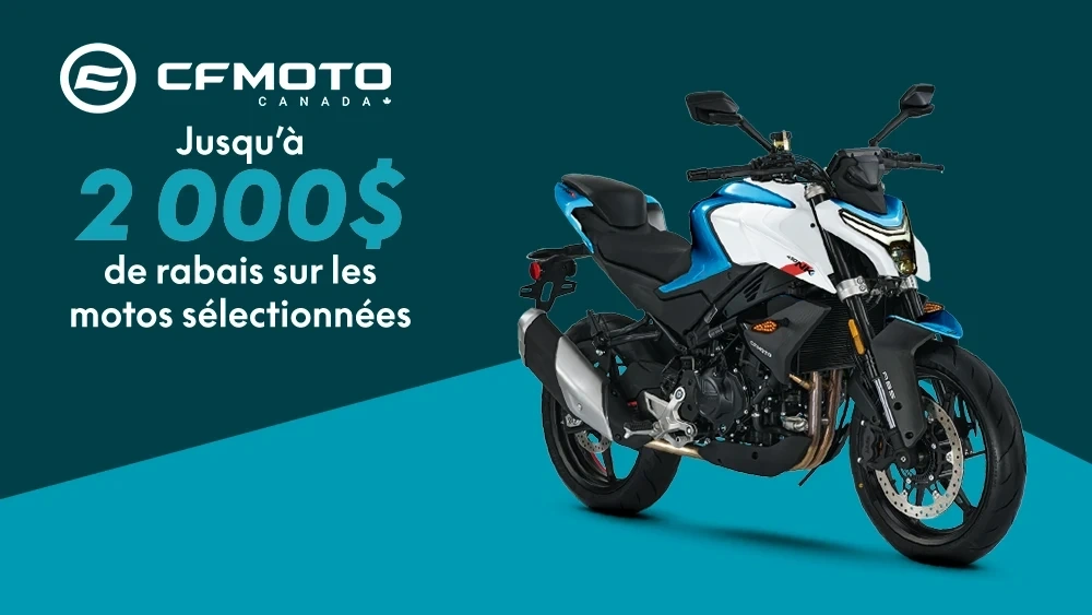 Jusqu’à 2 000$ de rabais sur nos motos sélectionnées alt