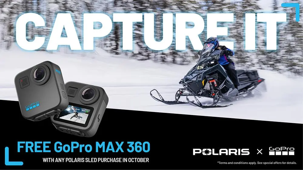 Polaris Snowmobiles is offering a FREE GoPro with any snowmobile purchase during the month of October only.