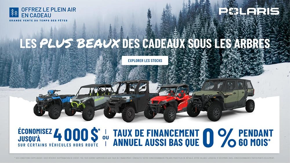 4 000 $ de remise sur certains véhicules hors route. Taux de financement aussi bas que 0% pendant 60 mois. alt