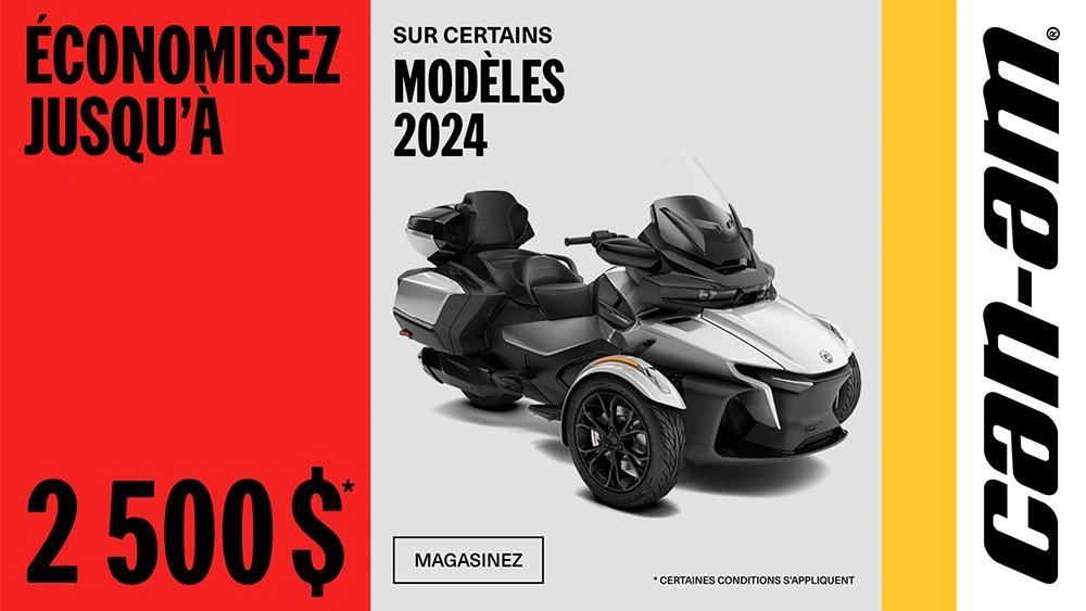 Obtenez un rabais jusqu'à 2 500 $ ou 1 an additionnel de protection ou du financement commençant à 2,99 % pour 60 mois sur les Can-Am 3 roues 2024 alt