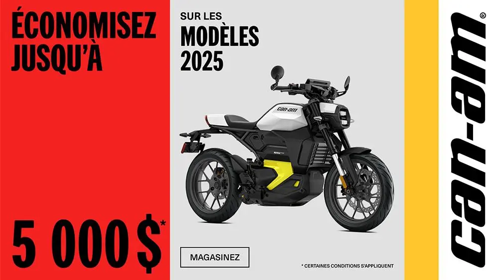 Obtenez 5 000 $ de rabais sur les modèles motos Can-Am 2025