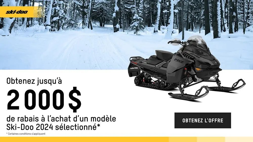 Obtenez jusqu’à 2 000 $ de rabais à l’achat d’un modèle Ski-Doo ou Lynx 2023-2024 sélectionné (trail)
