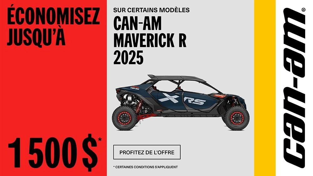 Rabais jusqu'à 1 500 $  sur certains modèles Can-Am Maverick R 2025 alt