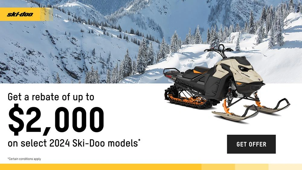 Get a rebate up to $2,000 on Full-Sized 2023-2024 Ski-Doo and Lynx models (deep snow) alt