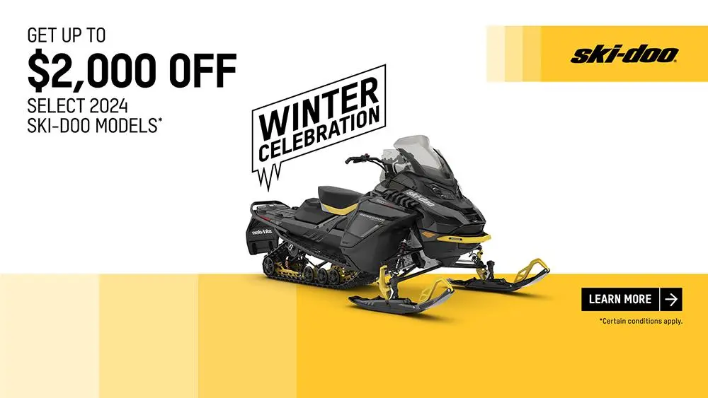 Get a rebate up to $2,000 on Full-Sized 2023-2024 Ski-Doo and Lynx models (trail)