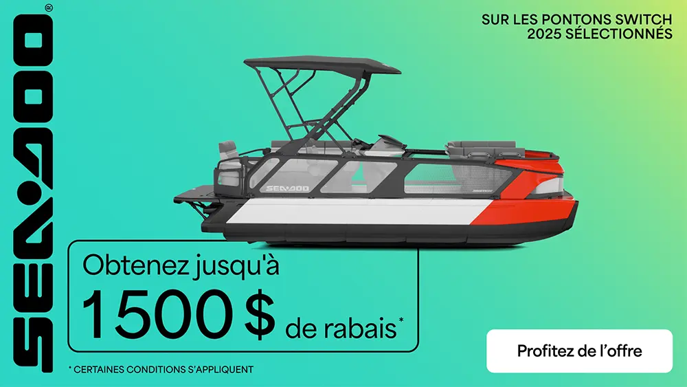 Obtenez jusqu&rsquo;à 1 500 $ de rabais à l&rsquo;achat d&rsquo;un modèle Sea-Doo Switch 2025 sélectionné