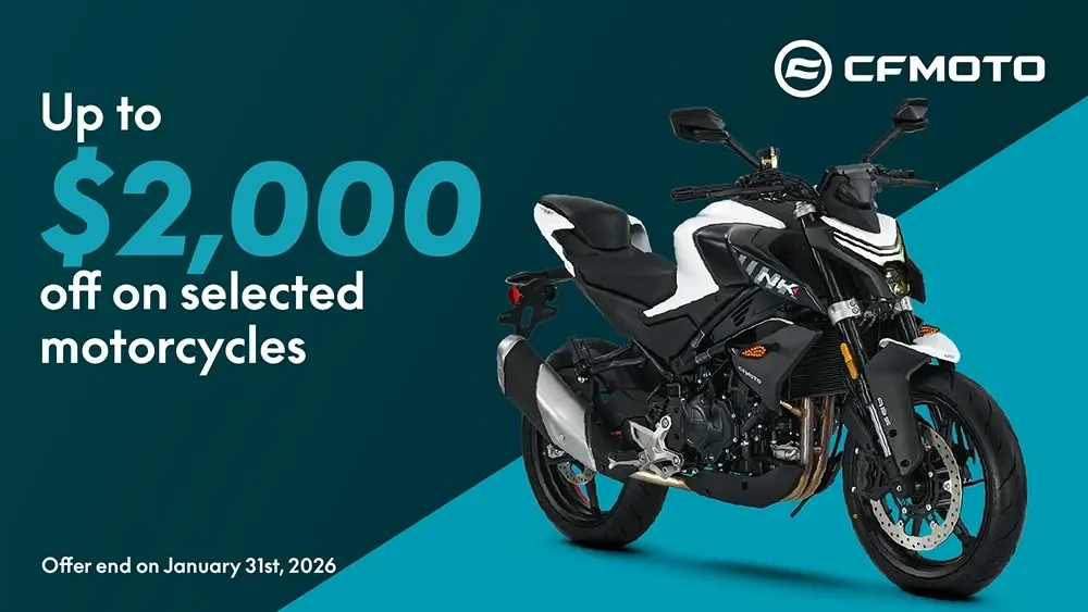 Up to $2,000 off on our selected motorcycles