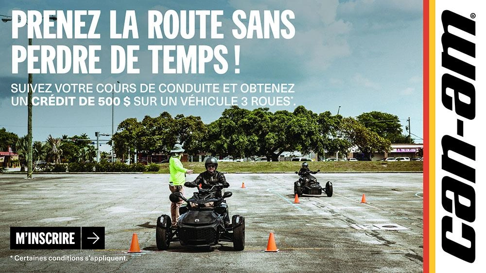 Suivez votre cours de conduite et obtenez un crédit de 500 $ sur un véhicule 3 roues alt