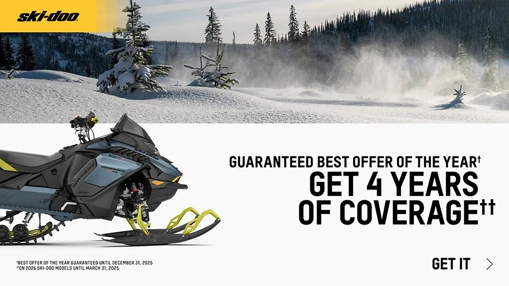 Get 4 years of coverage & the best offer of the year guaranteed on 2026 Ski-Doo models alt