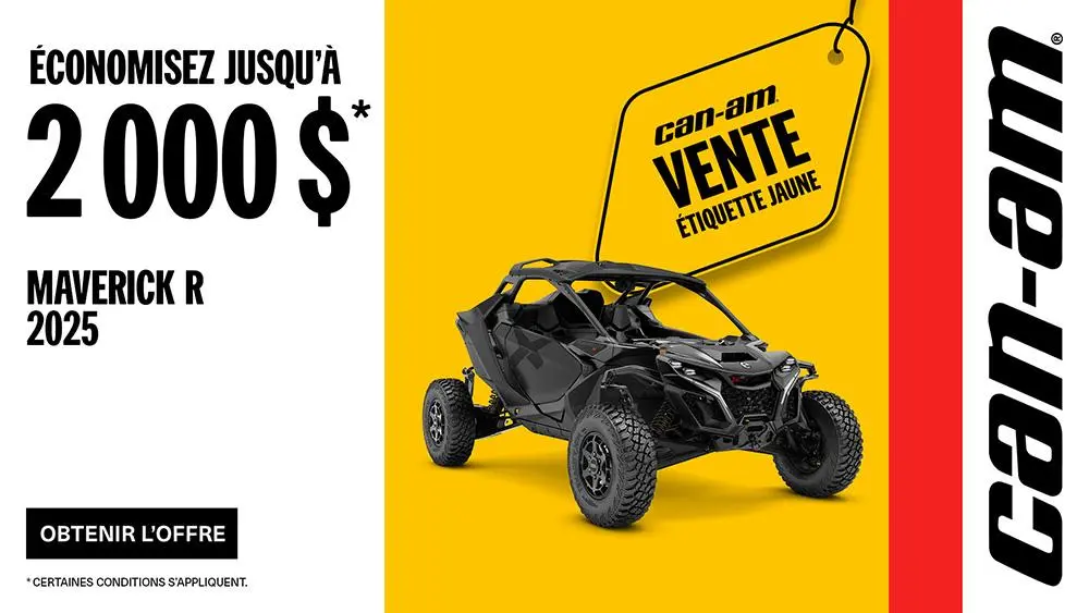 Rabais jusqu'à 2 000 $ sur certains modèles Can-Am Maverick R 2025