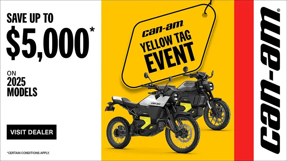Get a rebate up to $5,000 on 2025 Can-Am motorcycle